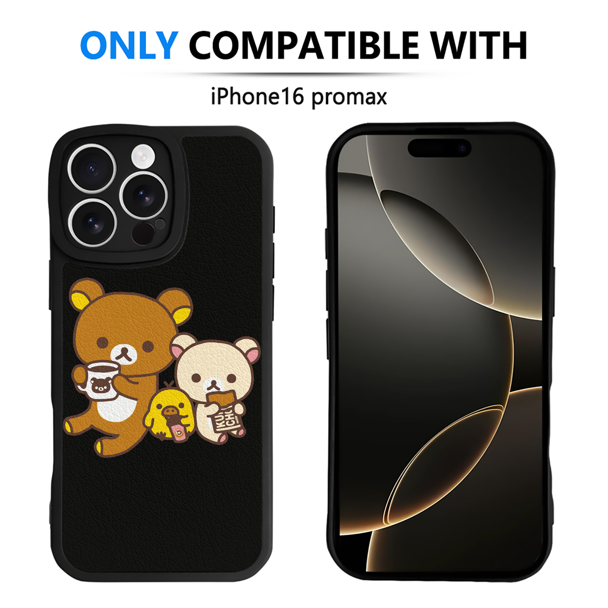 （画像用） リラックマ リラックマ キイロイトリ Rilakkuma Korilakkuma Kiiroitori 【iPhone 16シリーズ対応】シリコンスマホケース（レザー調） 材質：シリコン